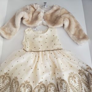 Beautiful Holiday Cream & Gold Girls Dress
